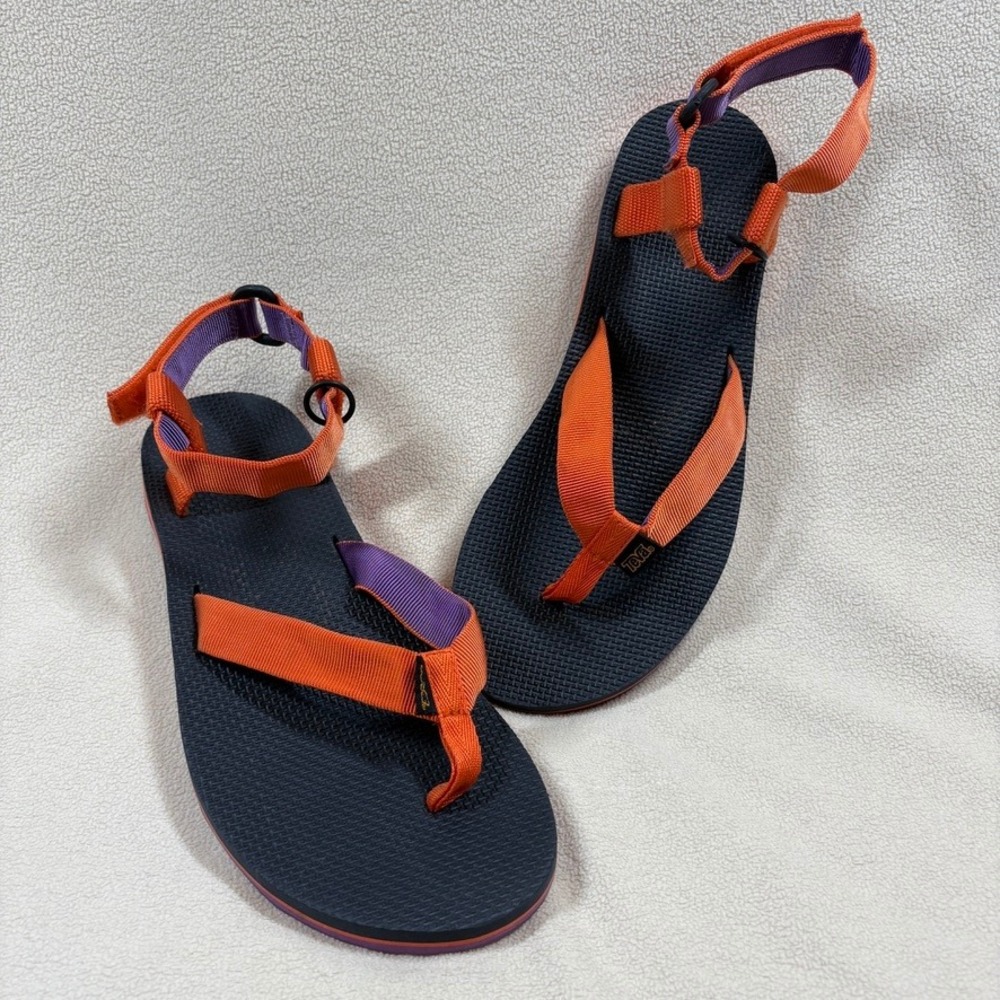 Teva Original Universal Slim Sandal Orange Purple Thong Ankle Strap Womens 11